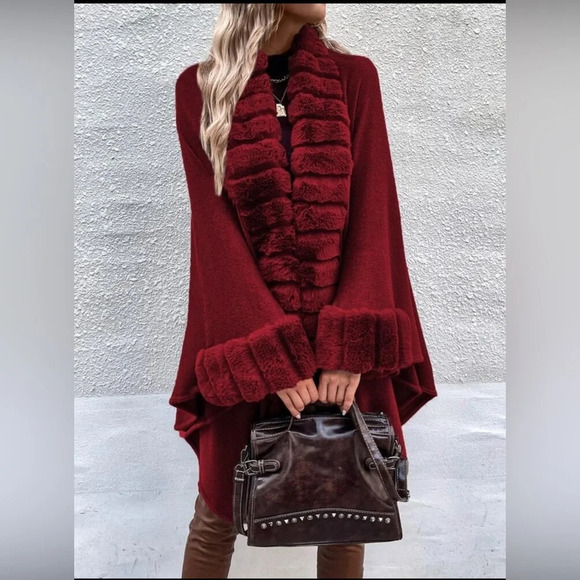 SHEIN Accessories - Brand New SHEIN Essnce Fuzzy Trim Batwing Sleeve Duster
Cardigan